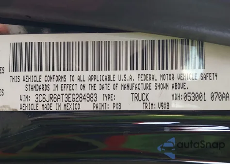 2014 Ram 1500 Express from USA, damaged, VIN 3C6JR6AT3EG284983